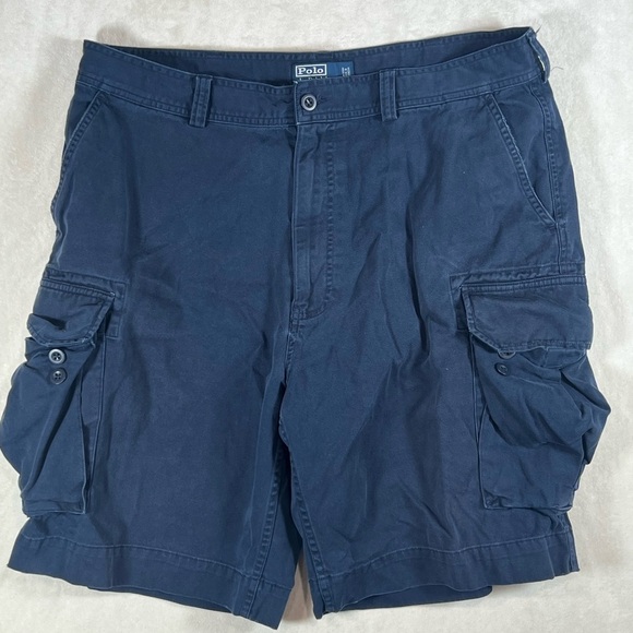 Polo Ralph Lauren Men's 38W Navy Fatigue Cargo Shorts Military Vintage Rare - Picture 3 of 9